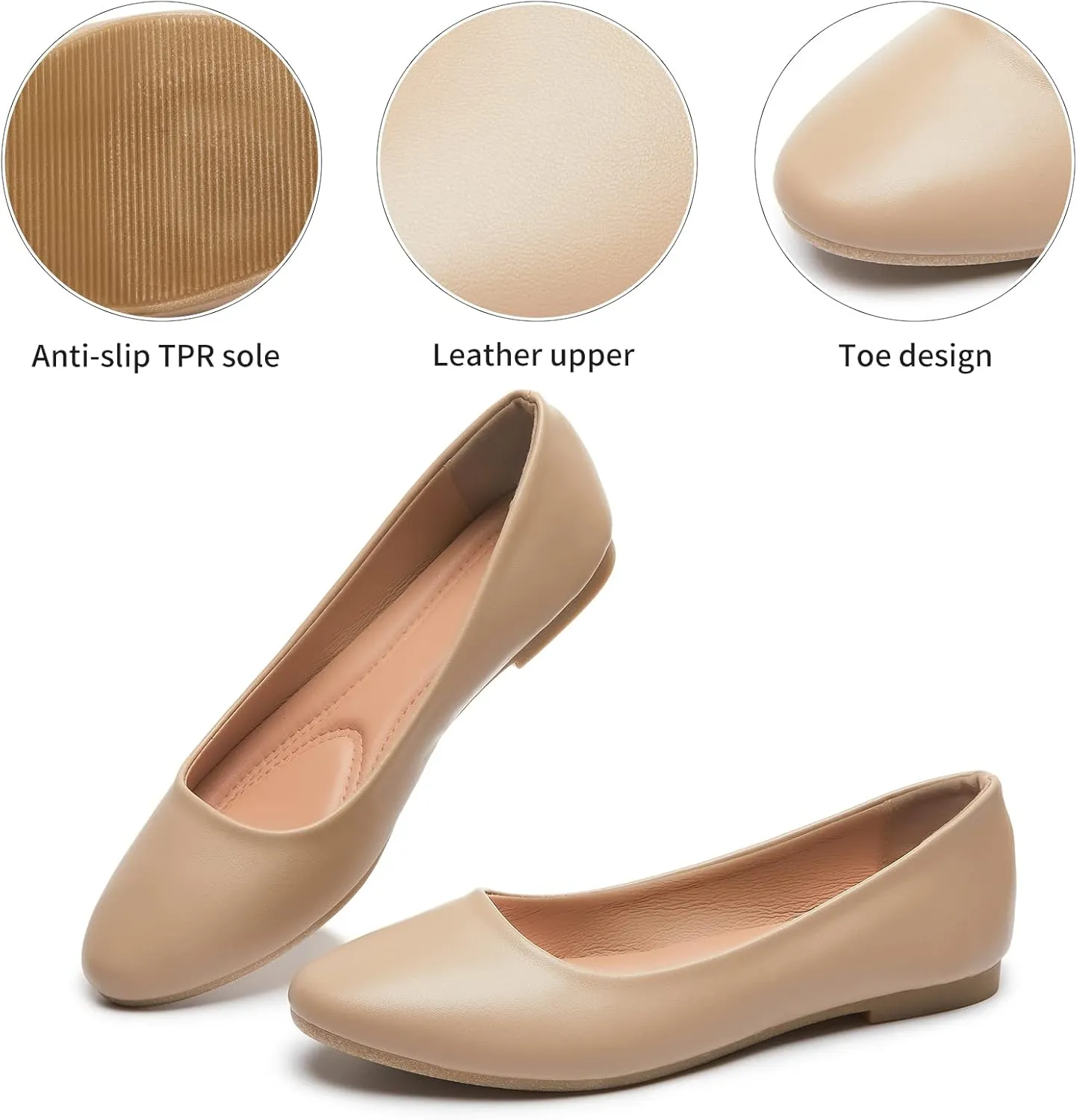 Hash Bubbie Women's Flats Shoes Ballet Flats Dress Shoes Comfortable PU Leather Slip on Shoes for Women