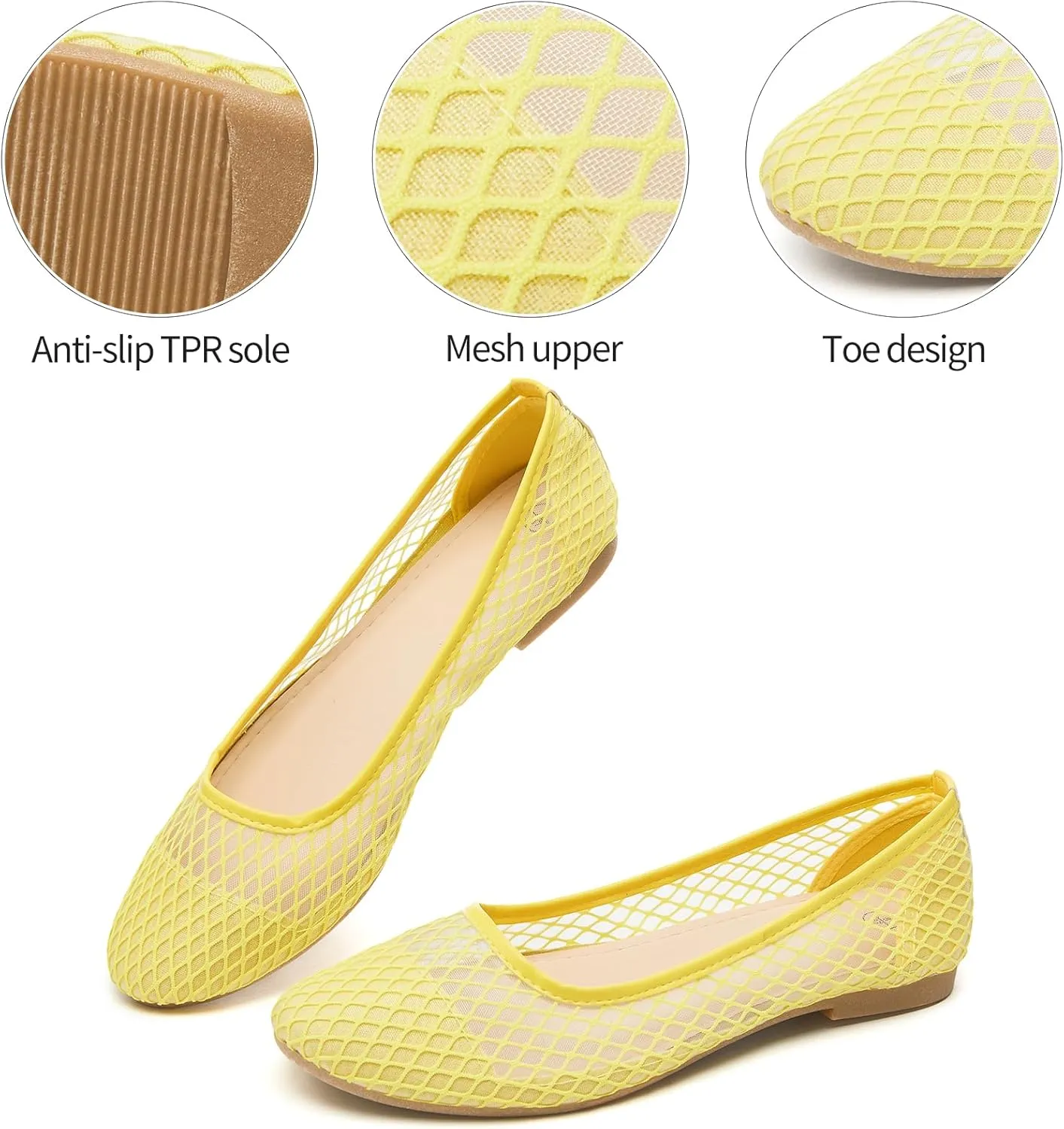 hash bubbie Women's Flats Shoes Ballet Flats Womens Knit Mesh Washable Dress Shoes Comfortable Slip on Loafers for Women Breathable Business Casual Shoes