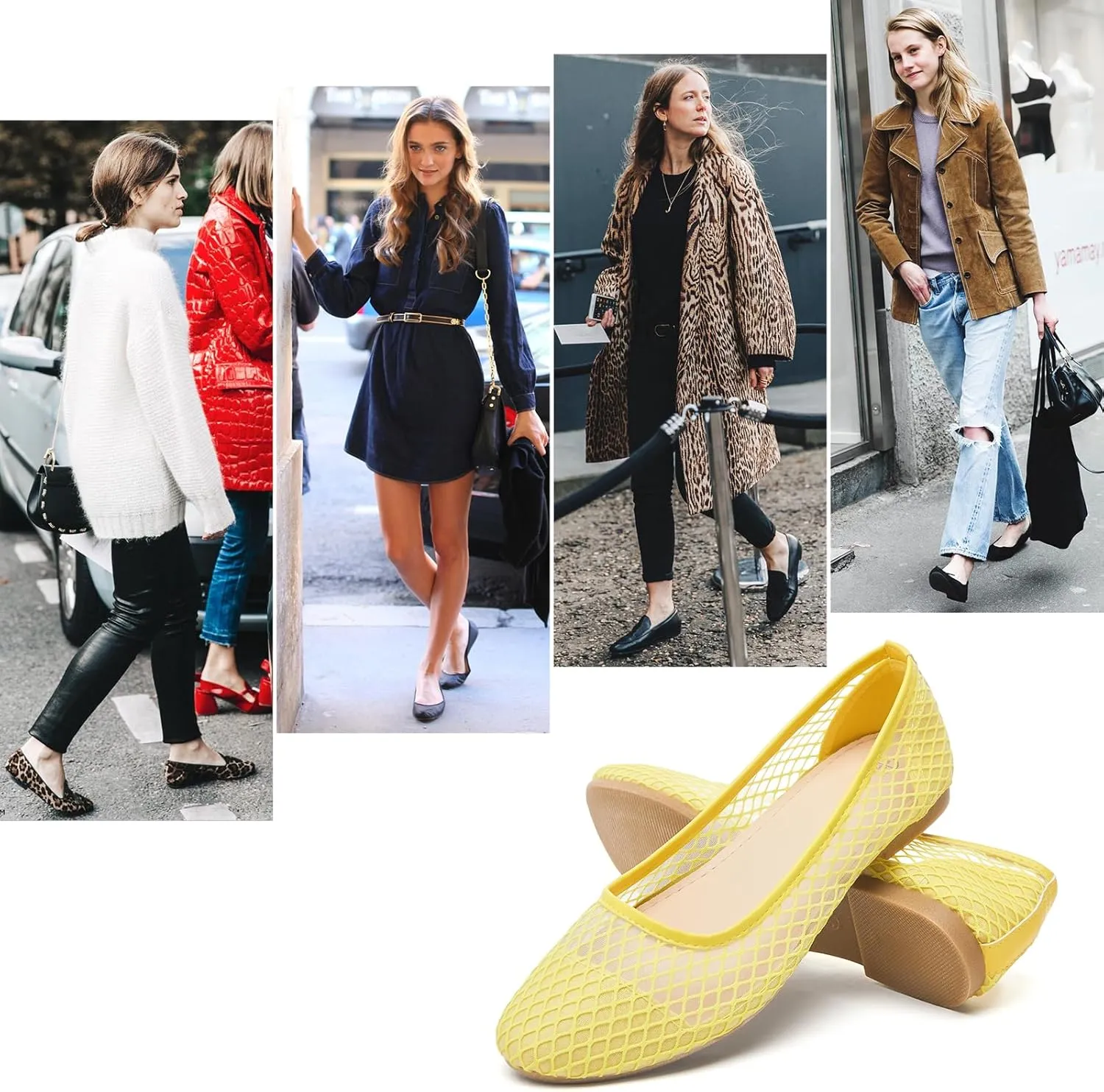hash bubbie Women's Flats Shoes Ballet Flats Womens Knit Mesh Washable Dress Shoes Comfortable Slip on Loafers for Women Breathable Business Casual Shoes