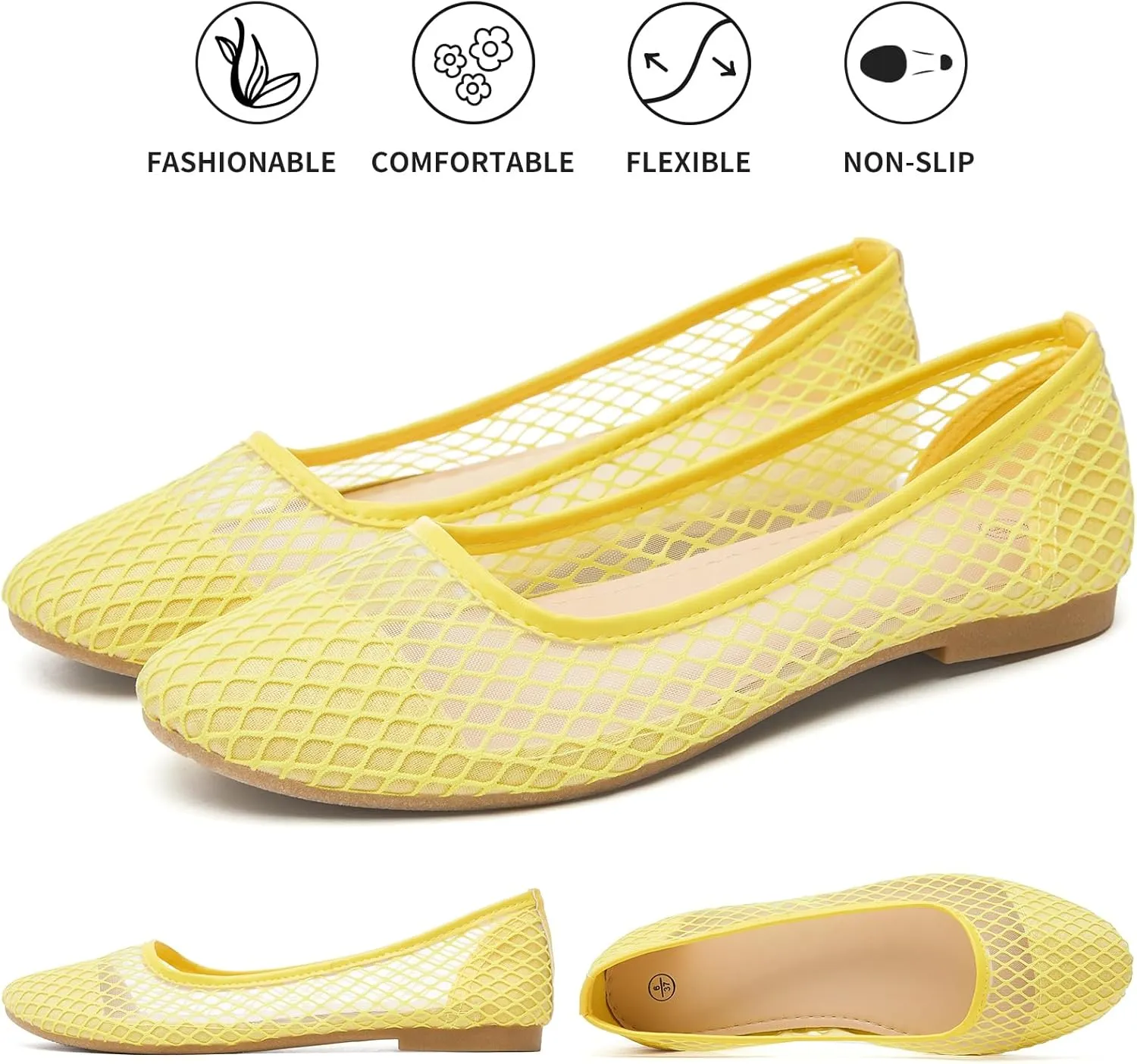 hash bubbie Women's Flats Shoes Ballet Flats Womens Knit Mesh Washable Dress Shoes Comfortable Slip on Loafers for Women Breathable Business Casual Shoes