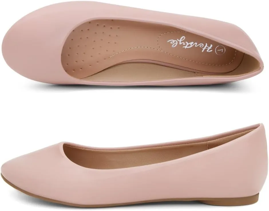 Herstyle Ever Memory Women's Ballet Flats Dressy Flat Shoes Almond Toe Ballerina Comfortable Slip-On Casual Flats for Daily Wear Work Office and Party