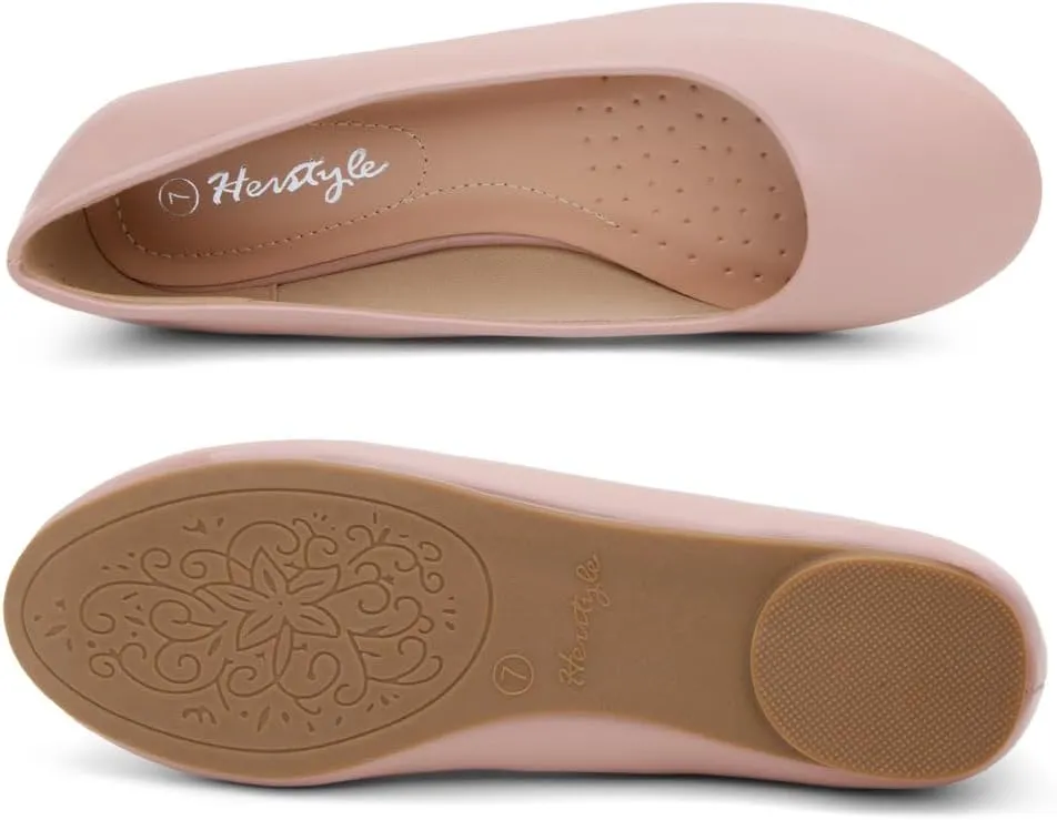 Herstyle Ever Memory Women's Ballet Flats Dressy Flat Shoes Almond Toe Ballerina Comfortable Slip-On Casual Flats for Daily Wear Work Office and Party