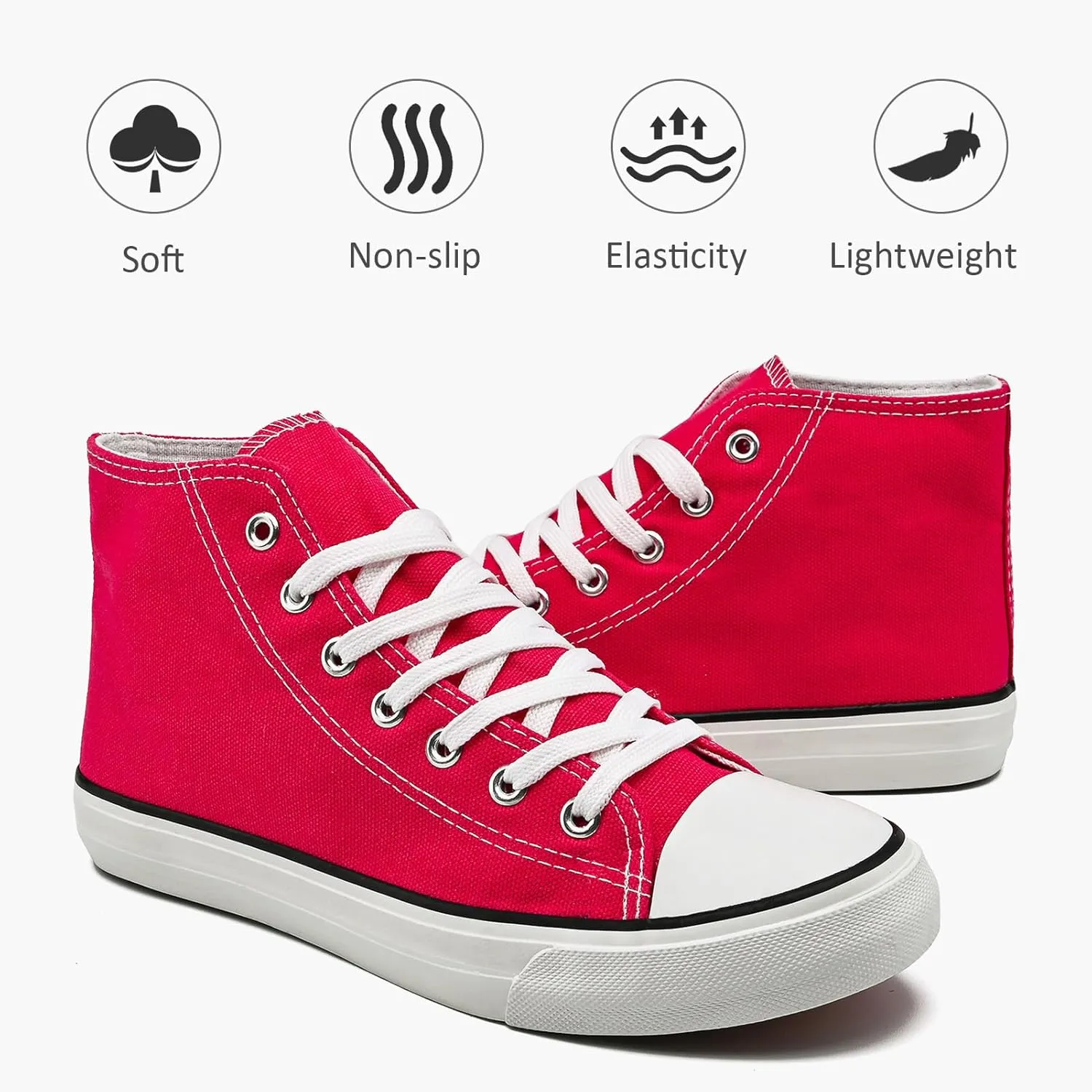 High Top Canvas Sneakers for Women Men Classic Lace Up Canvas Shoes Unisex Casual Tennis Comfortable Fashion Walking Shoes