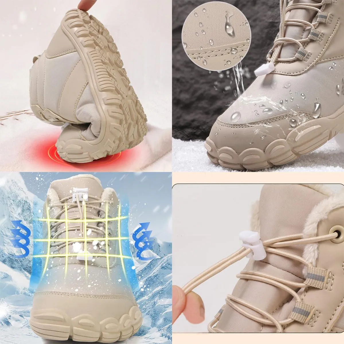 Hike Winter Footwear Barefoot Womens, Warm Waterproof Hiking Winter Barefoot Shoes Men, Anti-slip Barefoot Boots Winter