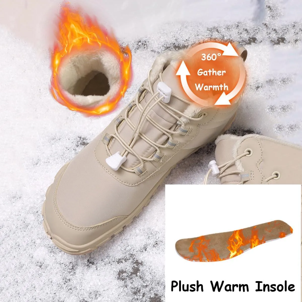 Hike Winter Footwear Barefoot Womens, Warm Waterproof Hiking Winter Barefoot Shoes Men, Anti-slip Barefoot Boots Winter