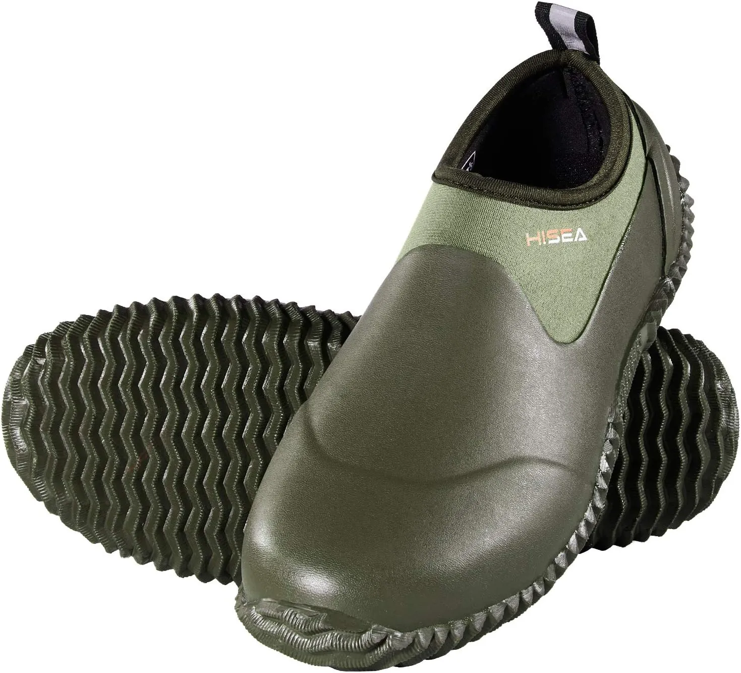 HISEA Unisex Waterproof Garden Shoes, Men's Rubber Rain Boots Women's Ankle Rain Shoes Neoprene Camp Booties Outdoor Slip-On Rain Footwear for Gardening, Farming, Camping, Car Wash, Lawn Care and Yard Work