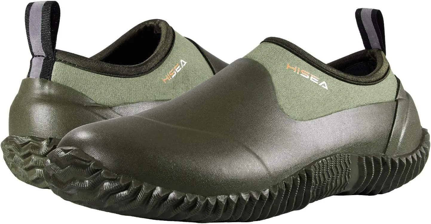 HISEA Unisex Waterproof Garden Shoes, Men's Rubber Rain Boots Women's Ankle Rain Shoes Neoprene Camp Booties Outdoor Slip-On Rain Footwear for Gardening, Farming, Camping, Car Wash, Lawn Care and Yard Work