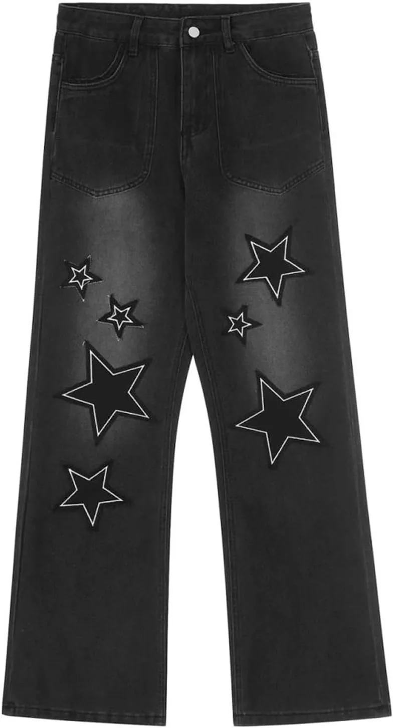 Hopecn Women Baggy Jeans Y2K Aesthetic High Waisted Wide Leg Pants 90S Vintage Streetwear Fashion Casual Clothes.
