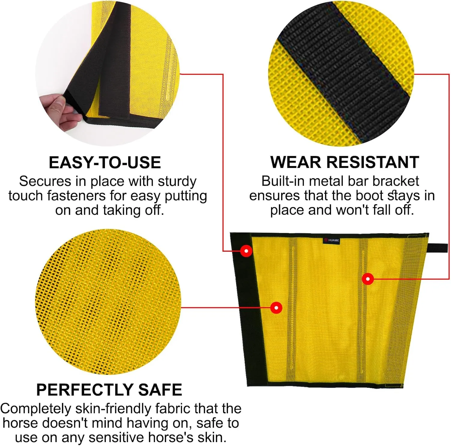 Horse Fly Boots, Breathable Mesh Protection Set of 4, Comfortable Horse Leggings, Breathable Mesh Design, Equine Supplies for Reduce Stomping, Hoof Damage & Leg Fatigue (Yellow, Large)