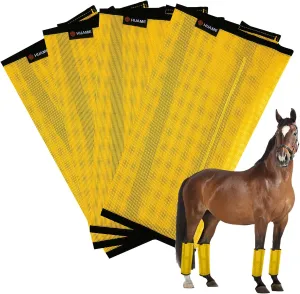 Horse Fly Boots, Breathable Mesh Protection Set of 4, Comfortable Horse Leggings, Breathable Mesh Design, Equine Supplies for Reduce Stomping, Hoof Damage & Leg Fatigue (Yellow, Large)