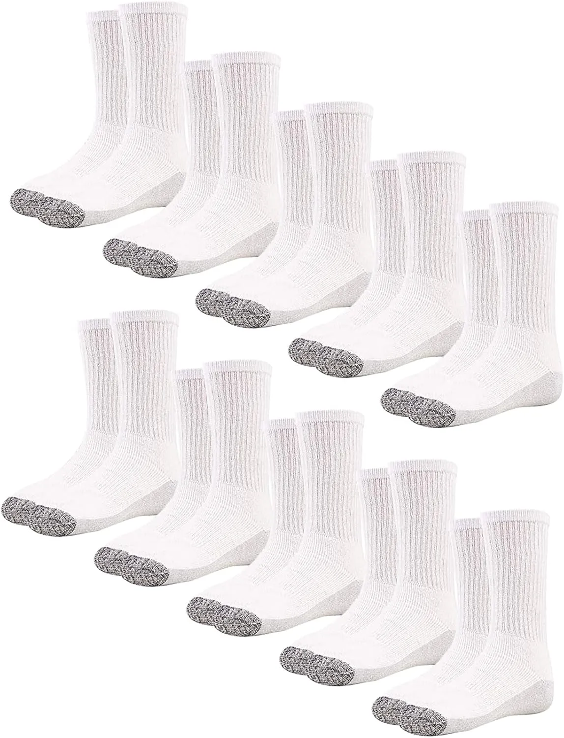 HOT FEET Work Socks for Men, Long All Weather Boot Crew Cotton Socks, Cushioned, Moisture Wicking, 10 Pack, Size 6–12.5