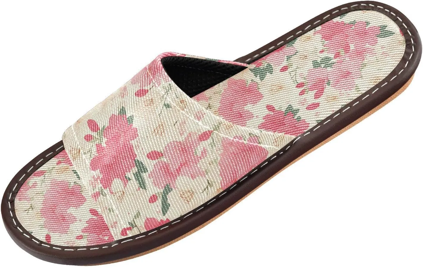 Hot Pink White Florals Mens Fashion Slippers Ultralight Beach Sandals for Outdoor Home Outdoor
