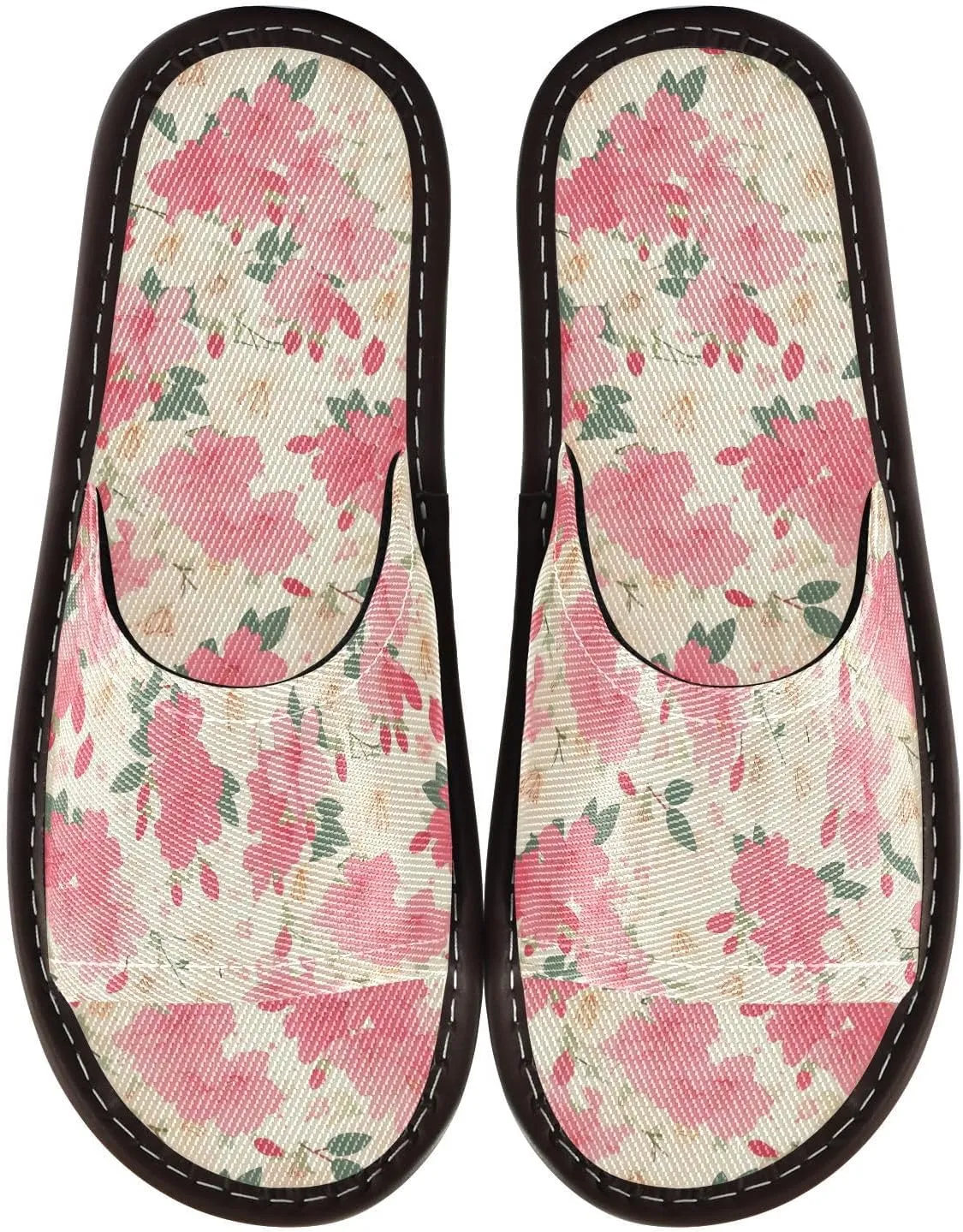 Hot Pink White Florals Mens Fashion Slippers Ultralight Beach Sandals for Outdoor Home Outdoor