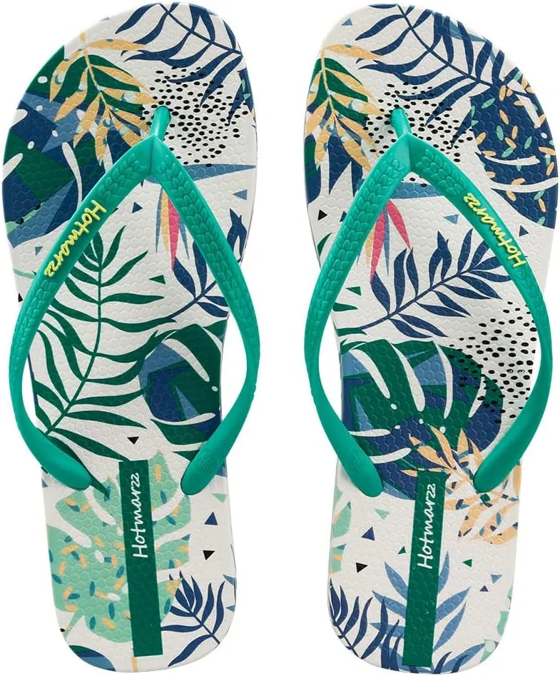 Hotmarzz Women's Flip Flops Bohemia Floral Print Sandals Beach Slippers