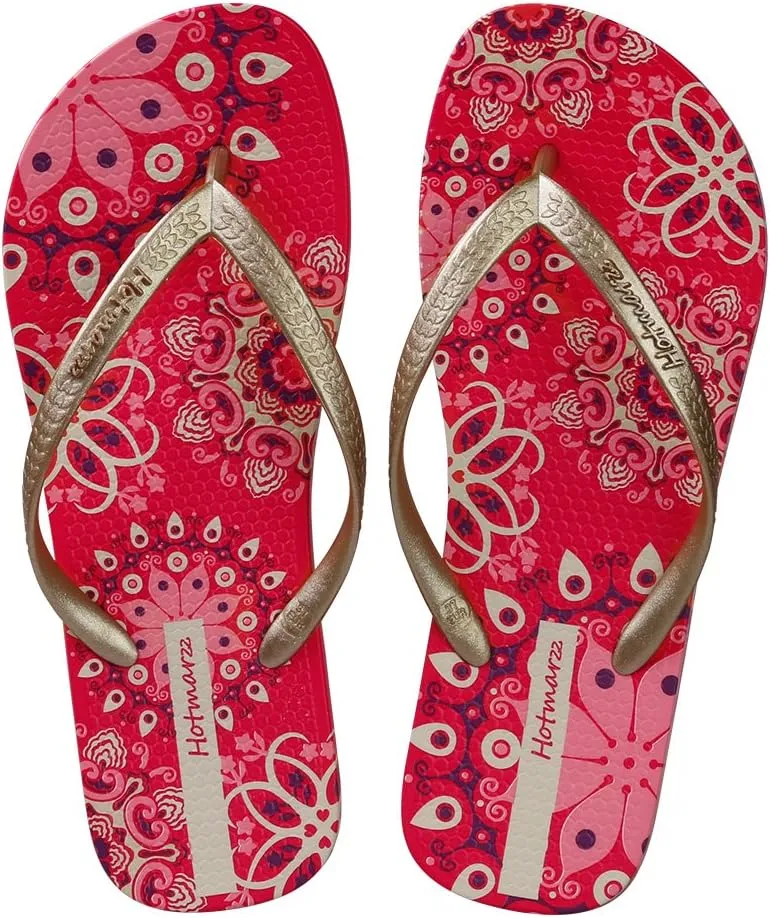 Hotmarzz Women's Flip Flops Bohemia Floral Print Sandals Beach Slippers