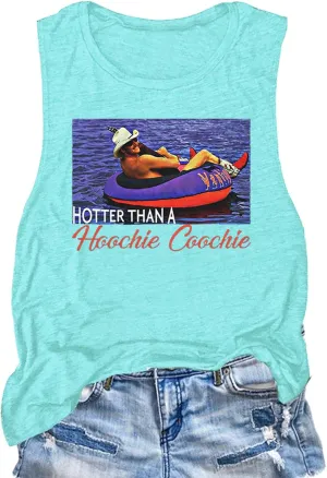 Hotter Than A Hoochie Coochie Country Music Tank Tops Vintage Graphic Summer Workout T Shirts for Women