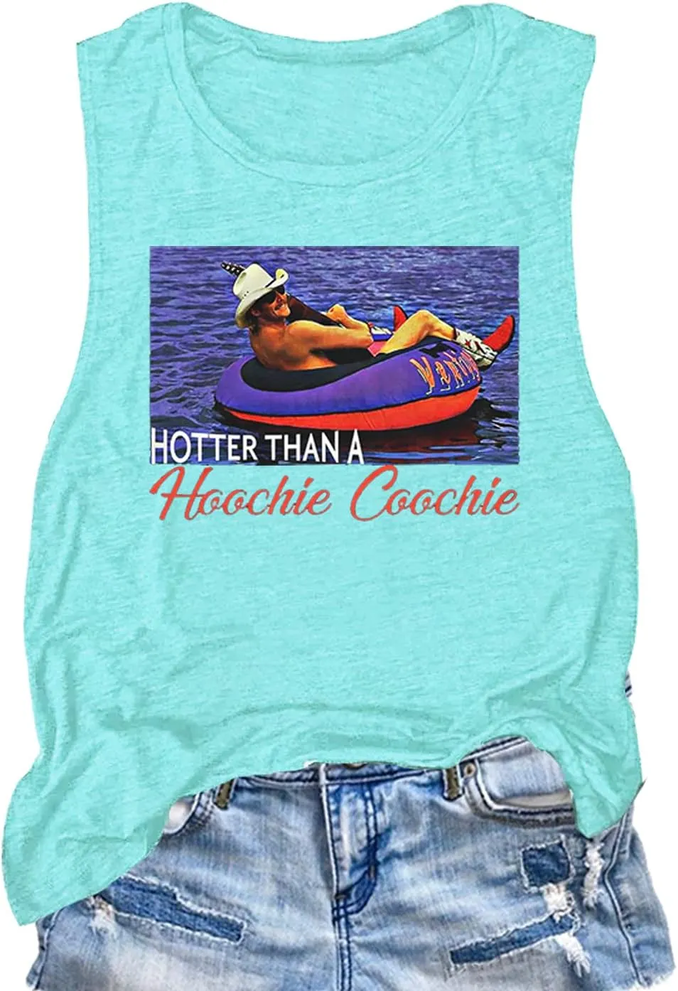 Hotter Than A Hoochie Coochie Country Music Tank Tops Vintage Graphic Summer Workout T Shirts for Women
