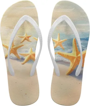 Howilath Hawaiian Style Print Flip Flops for Women Non-Slip Beach Slippers Casual Flats Thong Sandals for Indoor Outdoor