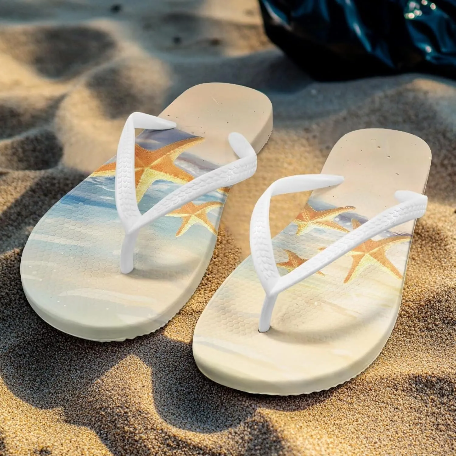 Howilath Hawaiian Style Print Flip Flops for Women Non-Slip Beach Slippers Casual Flats Thong Sandals for Indoor Outdoor