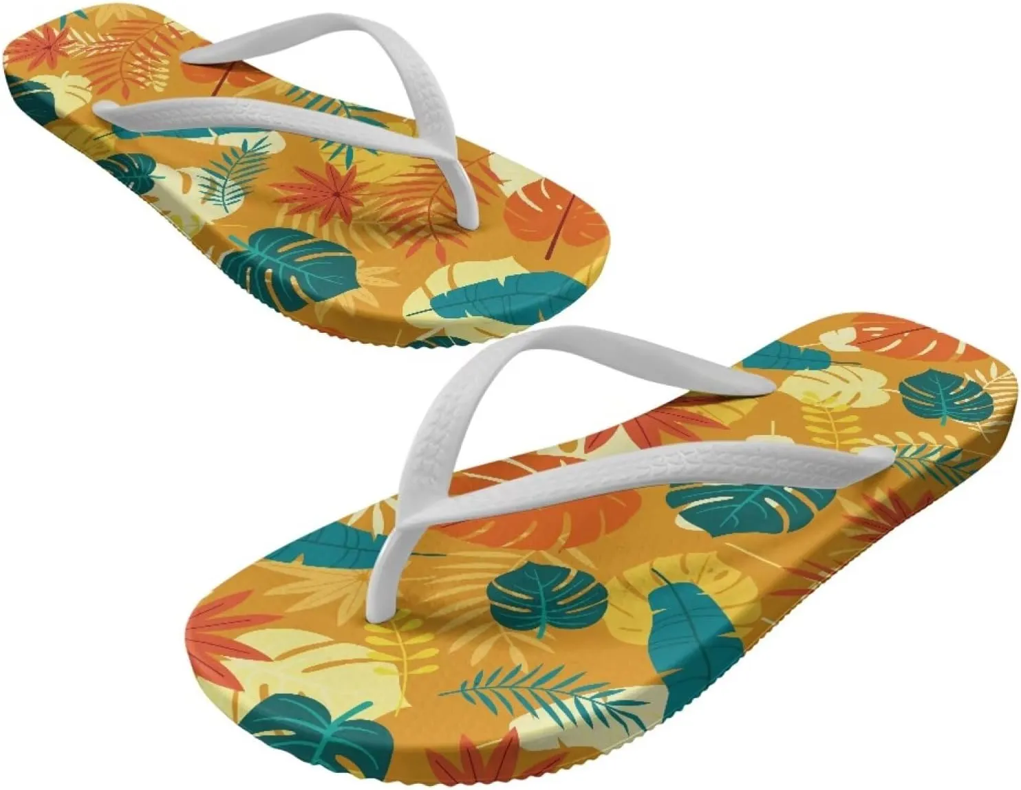 Howilath Hawaiian Style Print Flip Flops for Women Non-Slip Beach Slippers Casual Flats Thong Sandals for Indoor Outdoor