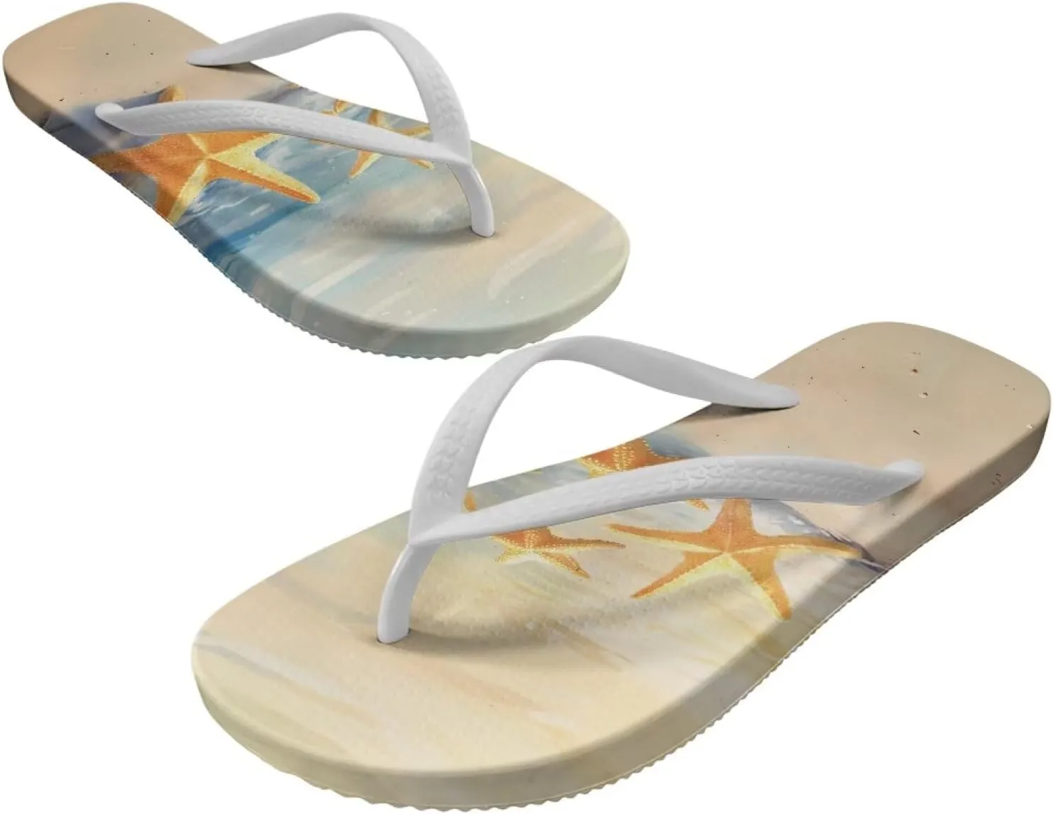Howilath Hawaiian Style Print Flip Flops for Women Non-Slip Beach Slippers Casual Flats Thong Sandals for Indoor Outdoor