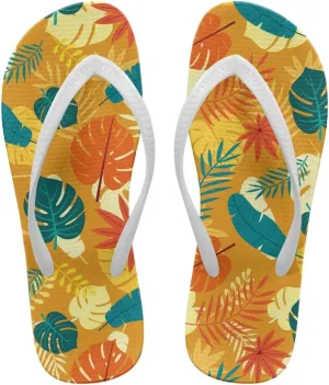 Howilath Hawaiian Style Print Flip Flops for Women Non-Slip Beach Slippers Casual Flats Thong Sandals for Indoor Outdoor