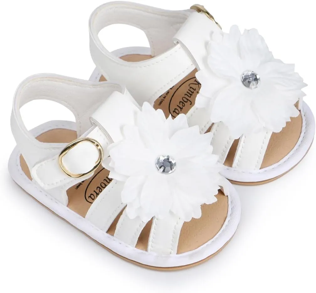 HsdsBebe Baby Girls Sandals Bohemia Flower Bow Soft Sole Toddler First Walkers Beach Summer Shoes