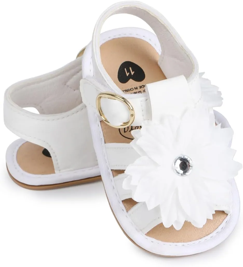 HsdsBebe Baby Girls Sandals Bohemia Flower Bow Soft Sole Toddler First Walkers Beach Summer Shoes