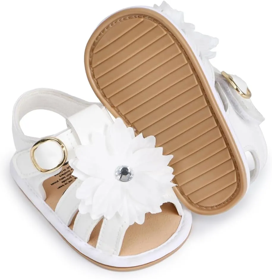 HsdsBebe Baby Girls Sandals Bohemia Flower Bow Soft Sole Toddler First Walkers Beach Summer Shoes