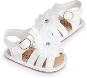 HsdsBebe Baby Girls Sandals Bohemia Flower Bow Soft Sole Toddler First Walkers Beach Summer Shoes