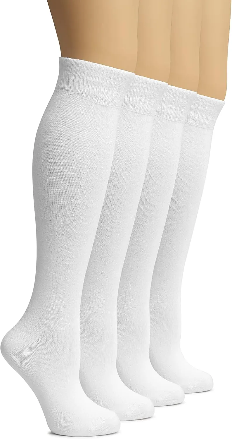Hugh Ugoli Women's Bamboo Knee High Socks | Comfort Seam Long Dress Socks, Soft & Lightweight | Shoe Size 5-8/8-11, 4 Pairs