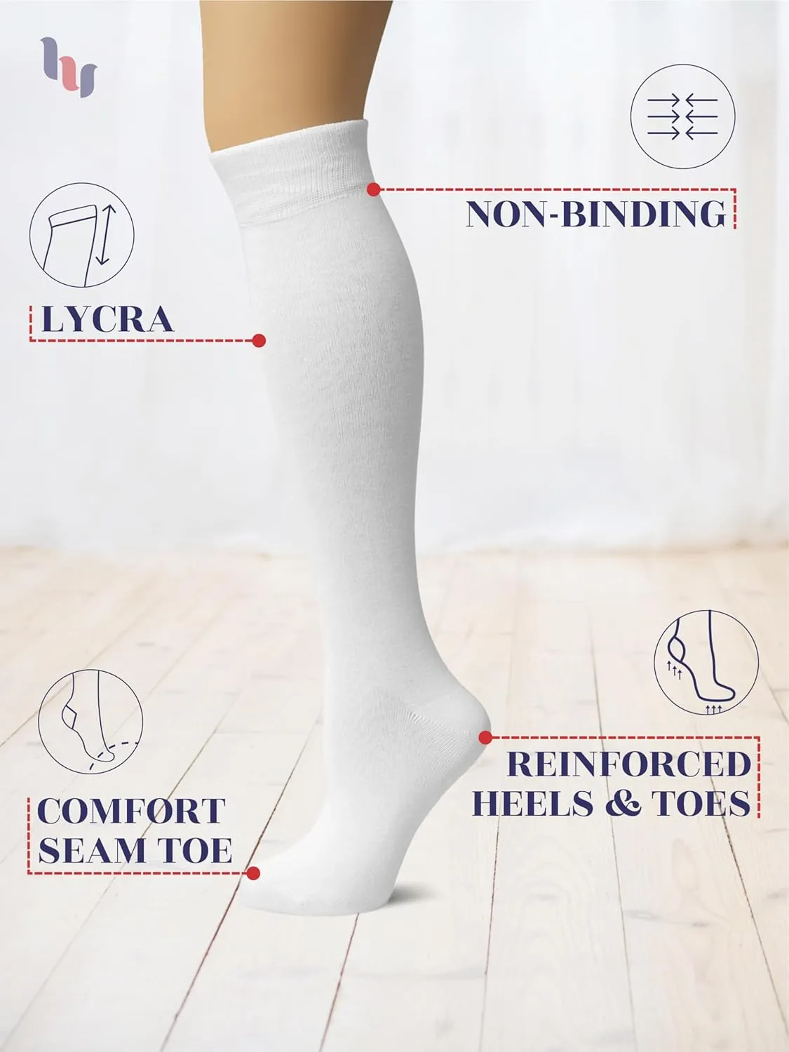 Hugh Ugoli Women's Bamboo Knee High Socks | Comfort Seam Long Dress Socks, Soft & Lightweight | Shoe Size 5-8/8-11, 4 Pairs