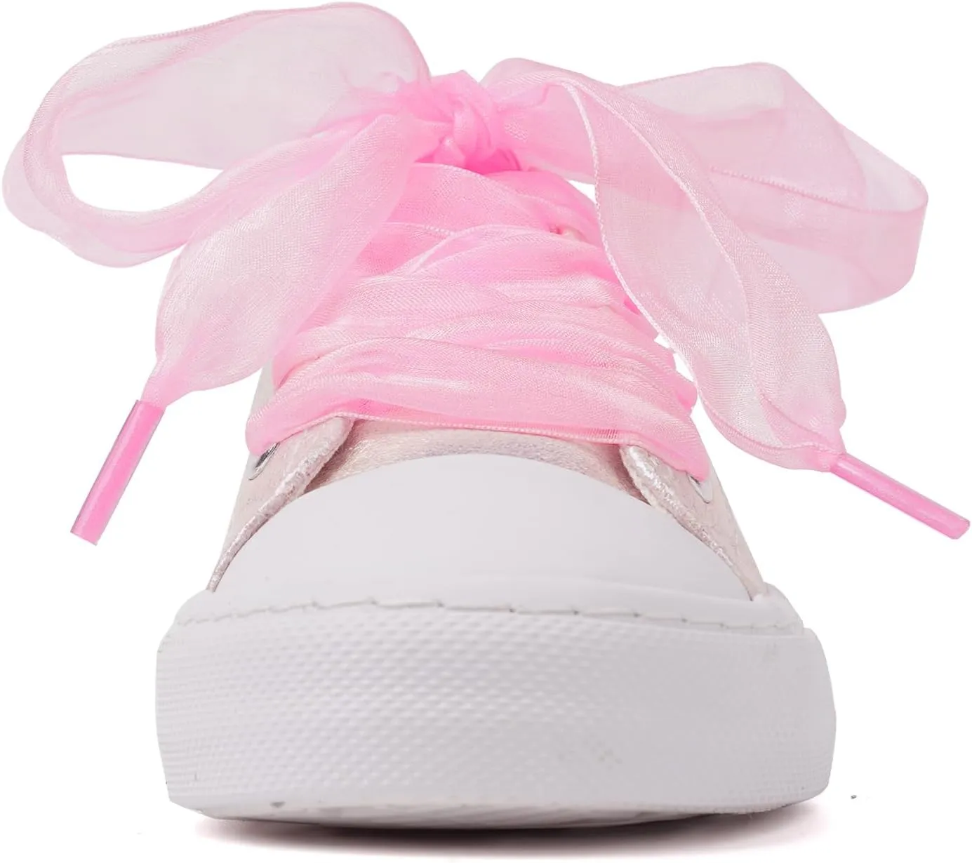 HugRain Little Girls Kids Classic Sparkle Low Top Lace Up Sneakers Walking Shoes