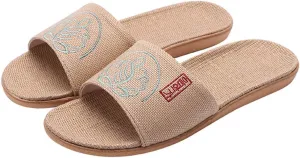 Hwayslon Flax Slippers Unisex Linen Summer Beach Shoes Lightweight Skidproof Indoor Slippers Home Breathable Sandals