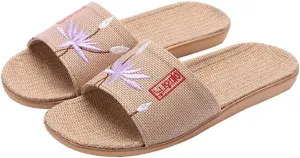Hwayslon Flax Slippers Unisex Linen Summer Beach Shoes Lightweight Skidproof Indoor Slippers Home Breathable Sandals