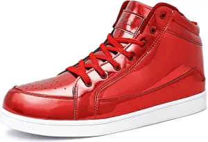 IGxx Men's Sneakers Punk Ankle Boots for Men Metal Rivet High Top Lace-up Running Basketball Shoes for Shiny Metal Decoration Shoes Motorcycle Boots