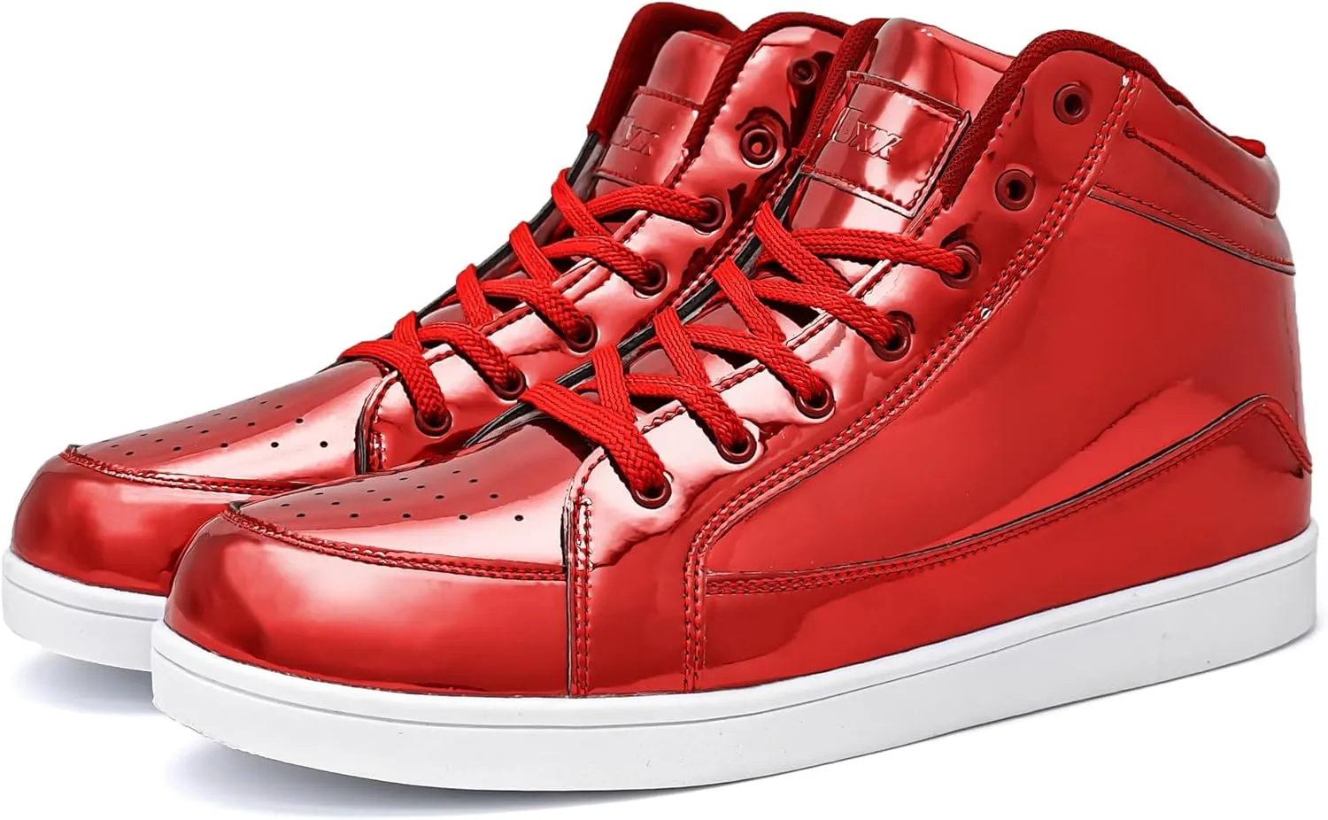 IGxx Men's Sneakers Punk Ankle Boots for Men Metal Rivet High Top Lace-up Running Basketball Shoes for Shiny Metal Decoration Shoes Motorcycle Boots