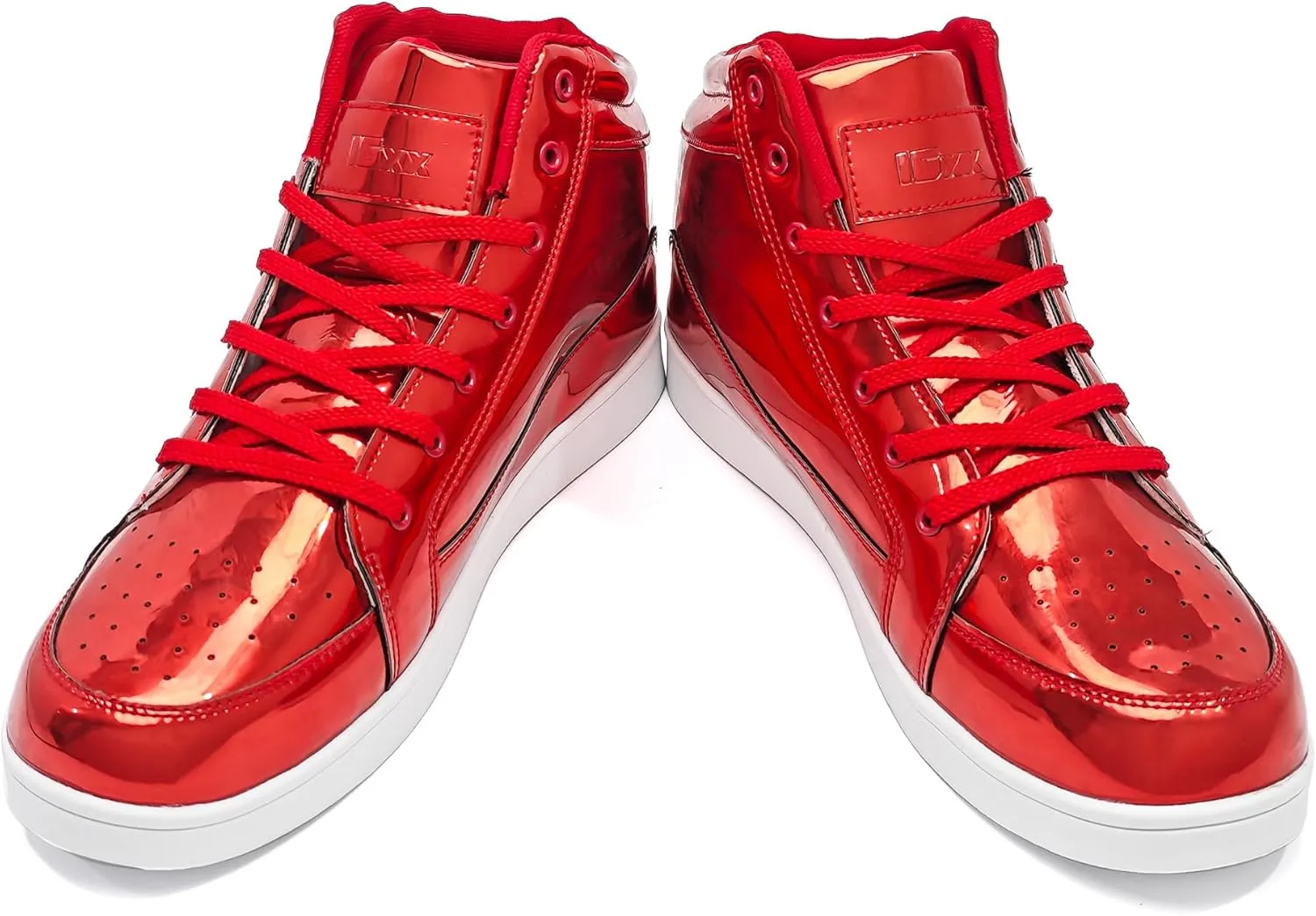 IGxx Men's Sneakers Punk Ankle Boots for Men Metal Rivet High Top Lace-up Running Basketball Shoes for Shiny Metal Decoration Shoes Motorcycle Boots