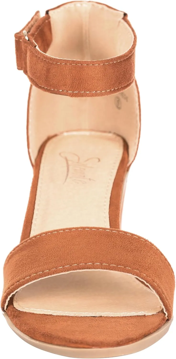 ILLUDE Women's Ankle Strap Kitten Heel Sandal – Comfortable Cute Low Block Heeled Sandals – Sophia