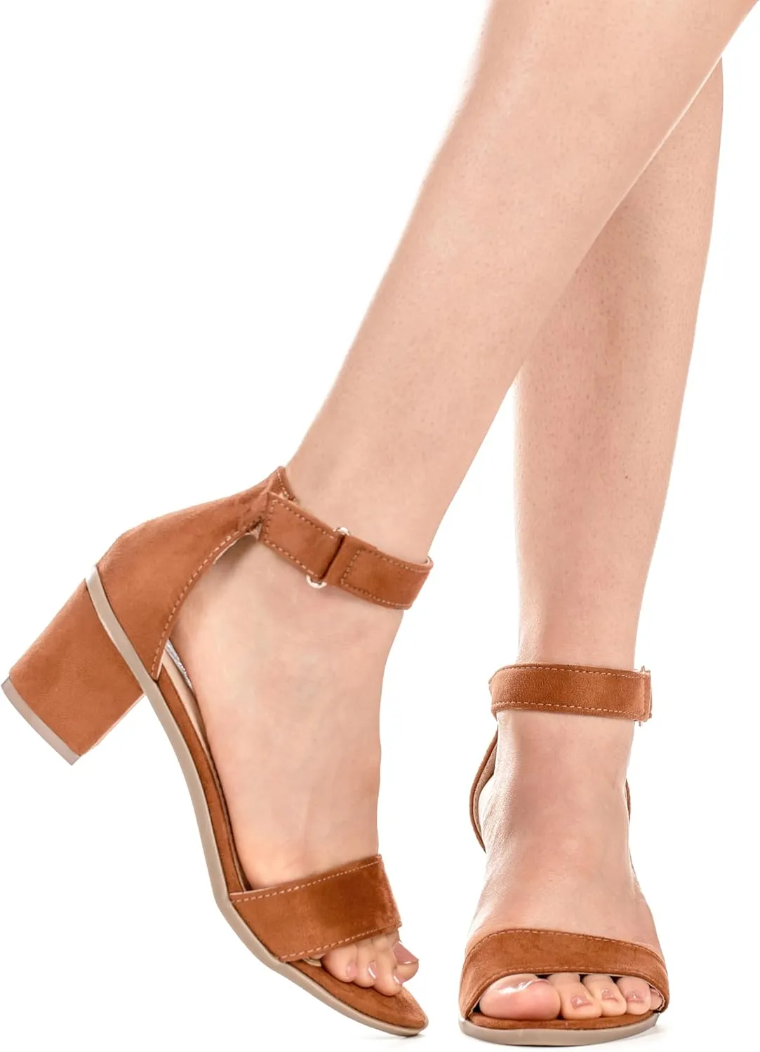 ILLUDE Women's Ankle Strap Kitten Heel Sandal – Comfortable Cute Low Block Heeled Sandals – Sophia
