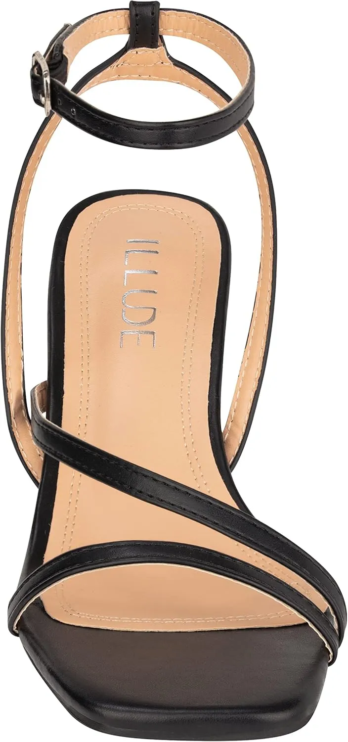 ILLUDE Women’s Ankle Strap Sandal Heels Low Kitten Heel Square Toe Strappy Heeled Sandals – Hera