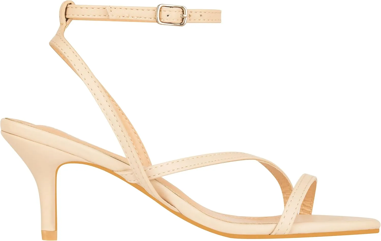 ILLUDE Women’s Ankle Strap Sandal Heels Low Kitten Heel Square Toe Strappy Heeled Sandals – Hera
