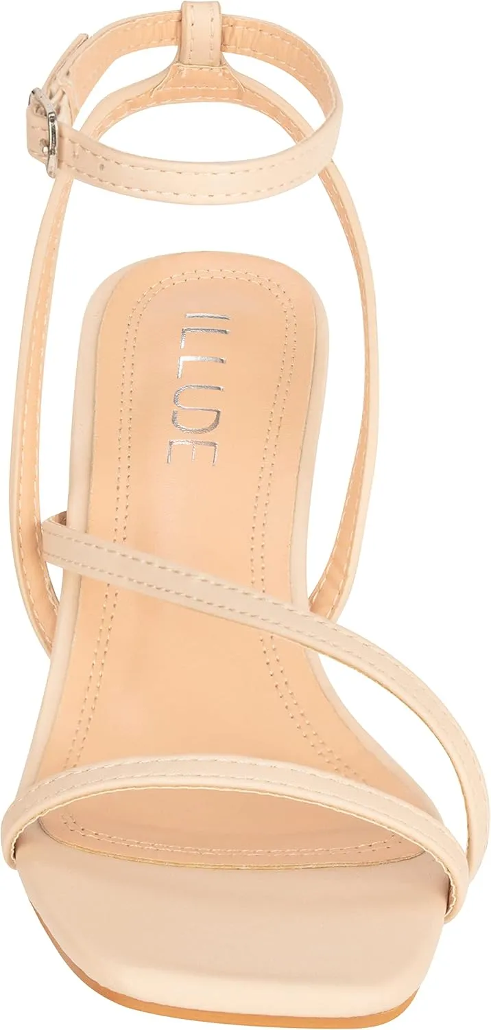 ILLUDE Women’s Ankle Strap Sandal Heels Low Kitten Heel Square Toe Strappy Heeled Sandals – Hera