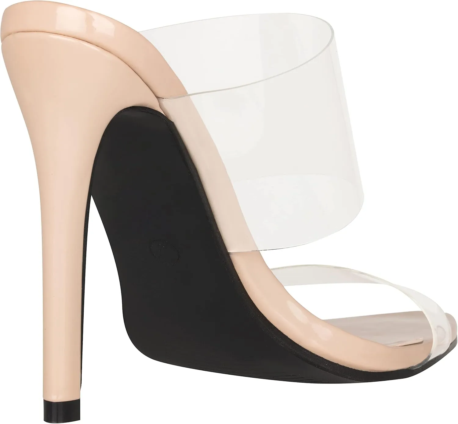 ILLUDE Women’s Clear Pointed Toe Sandals Stiletto Heels Transparent Strap High Heels Slip on Mules
