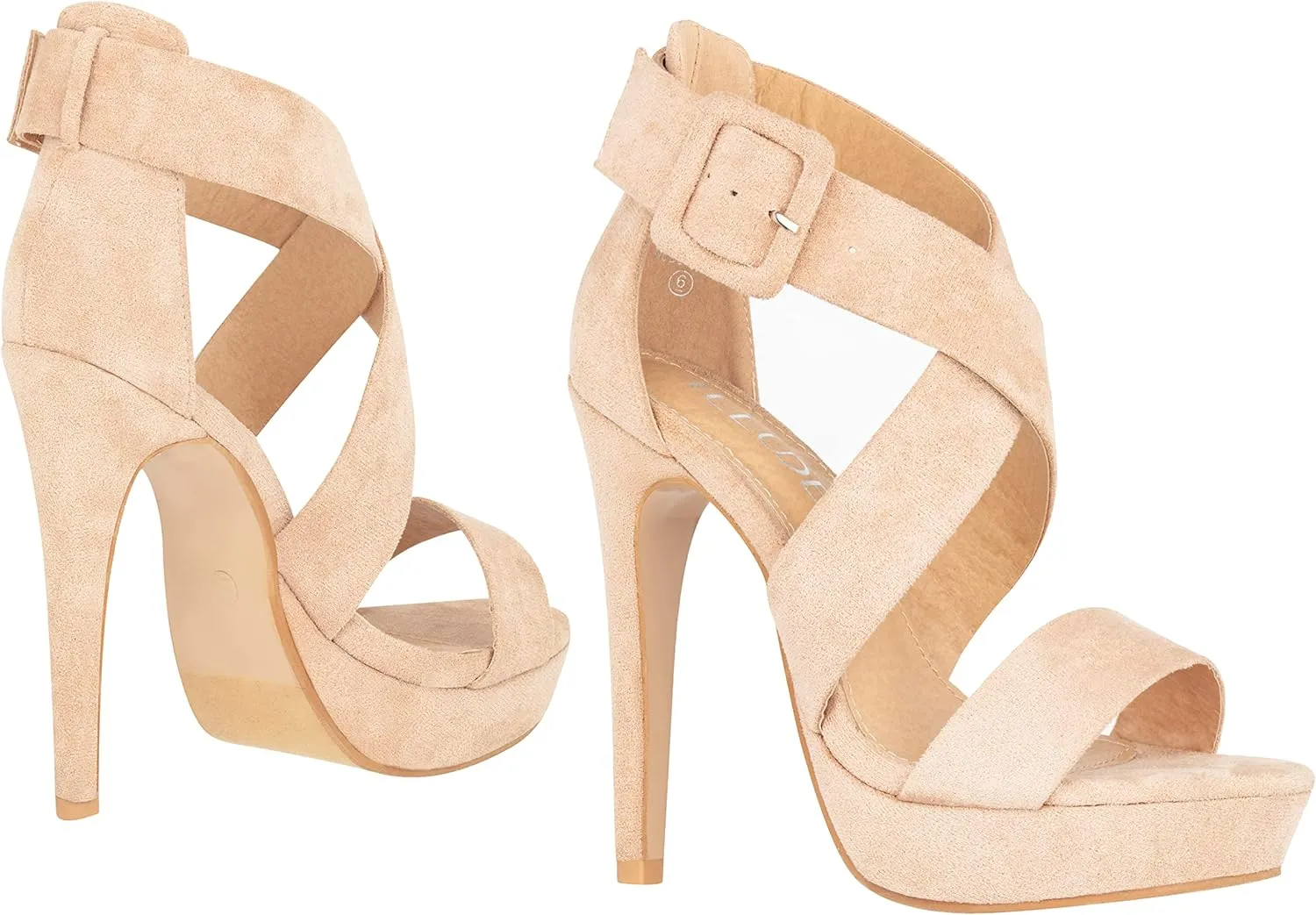 ILLUDE Women's High Heels Open Toe Ankle Strap Stilettos Platform Sexy Party Heeled Sandals – Cake