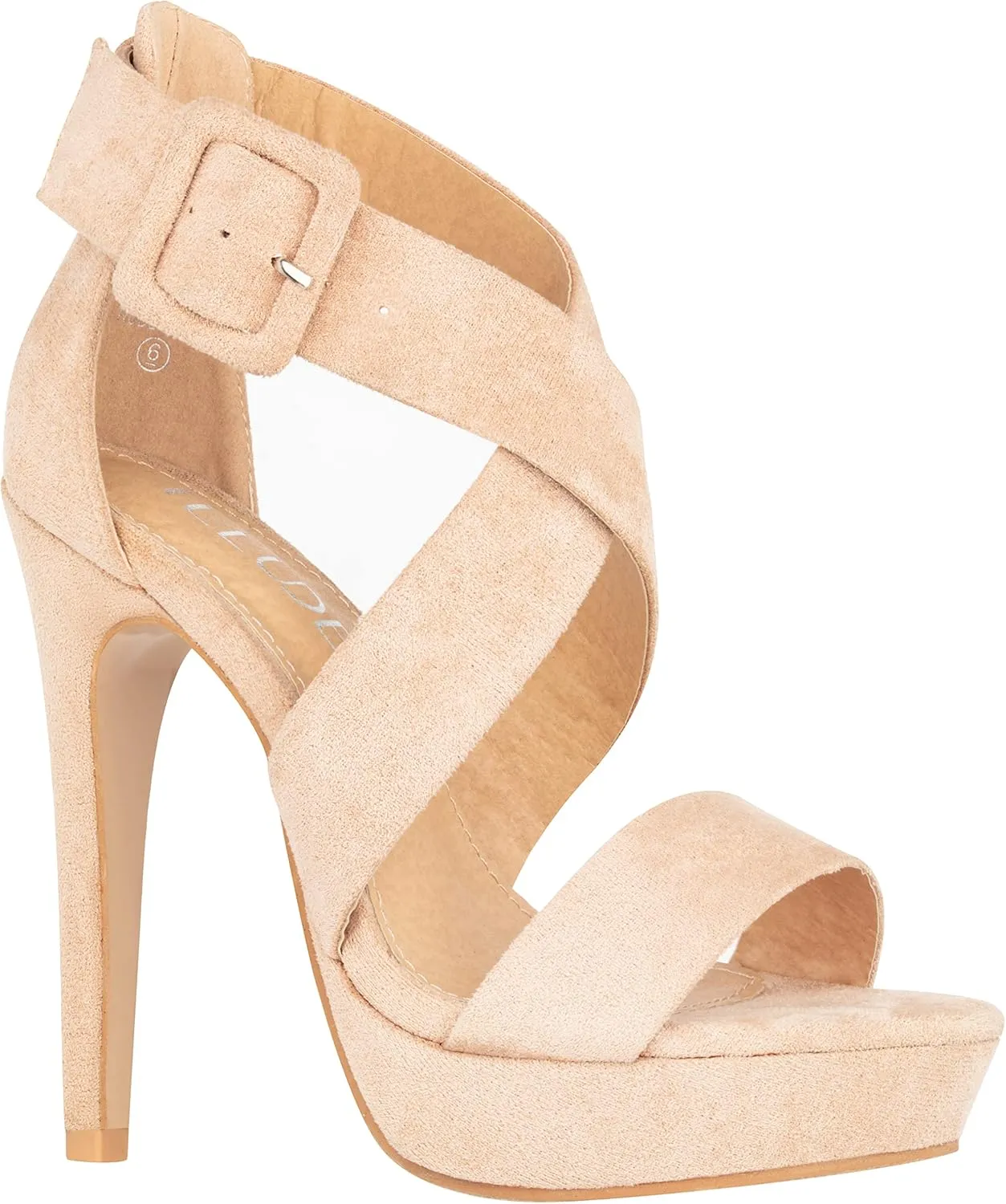 ILLUDE Women's High Heels Open Toe Ankle Strap Stilettos Platform Sexy Party Heeled Sandals – Cake