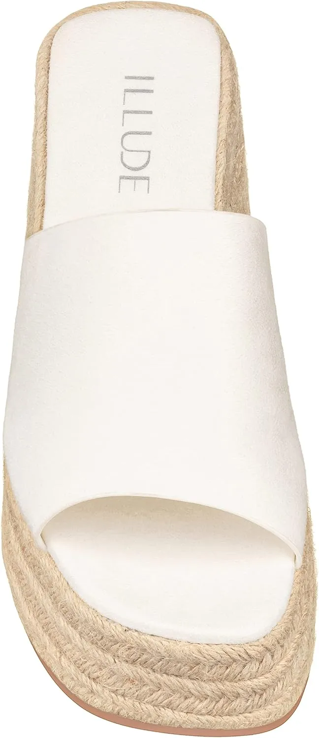 ILLUDE Women's Wedge Sandal Espadrille Platform Slip On Open Toe Wedge Heel Sandals