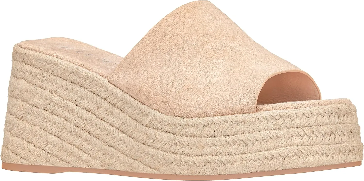 ILLUDE Women's Wedge Sandal Espadrille Platform Slip On Open Toe Wedge Heel Sandals