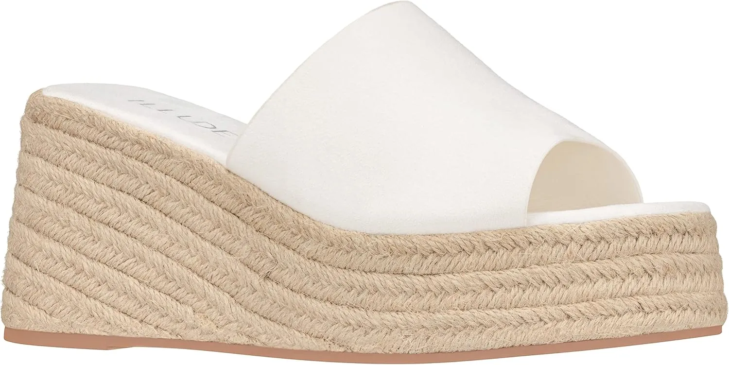 ILLUDE Women's Wedge Sandal Espadrille Platform Slip On Open Toe Wedge Heel Sandals
