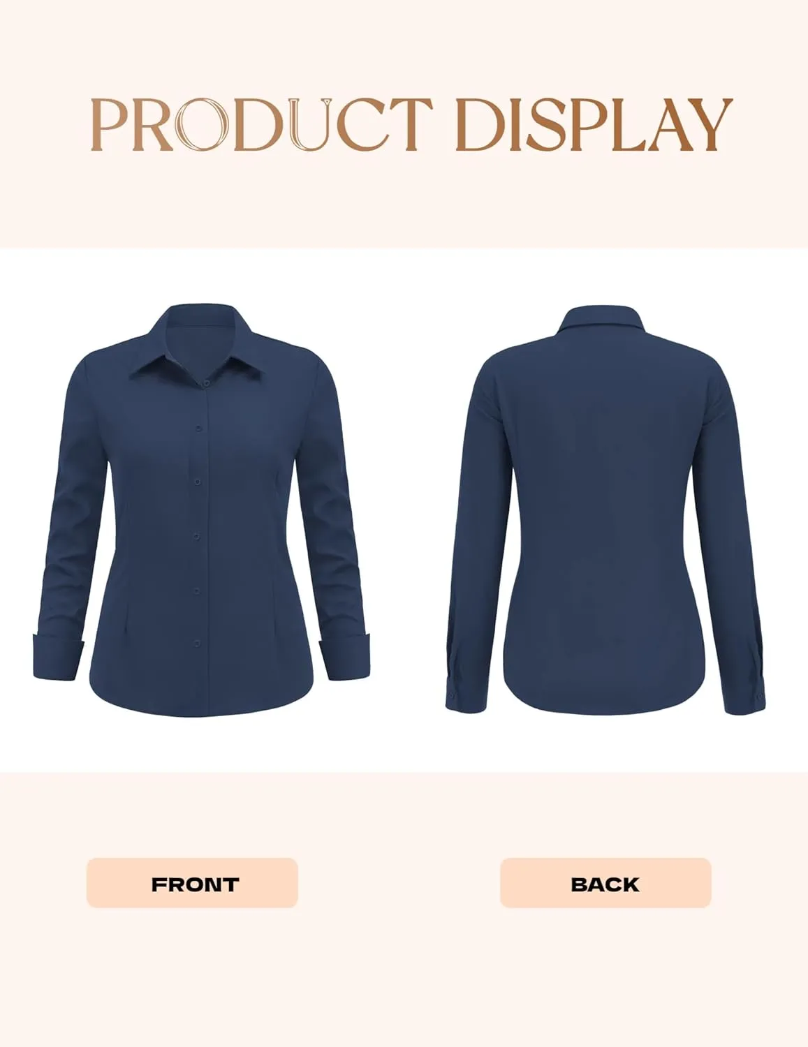 IN'VOLAND Women's Plus Size Button Down Shirts Long Sleeve Collared Casual Shirt Office Work Blouse Tops